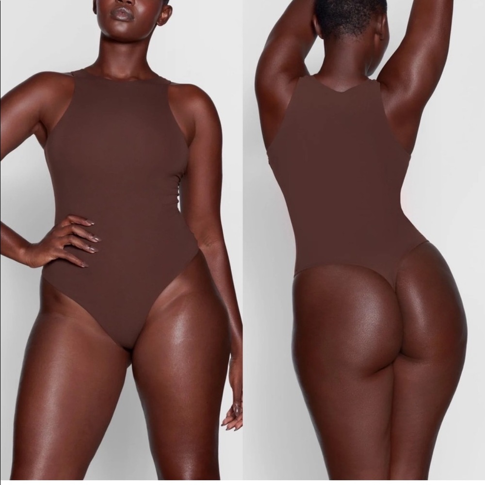 SKIMS Fits Everybody High Neck Cocoa Brown Bodysuit